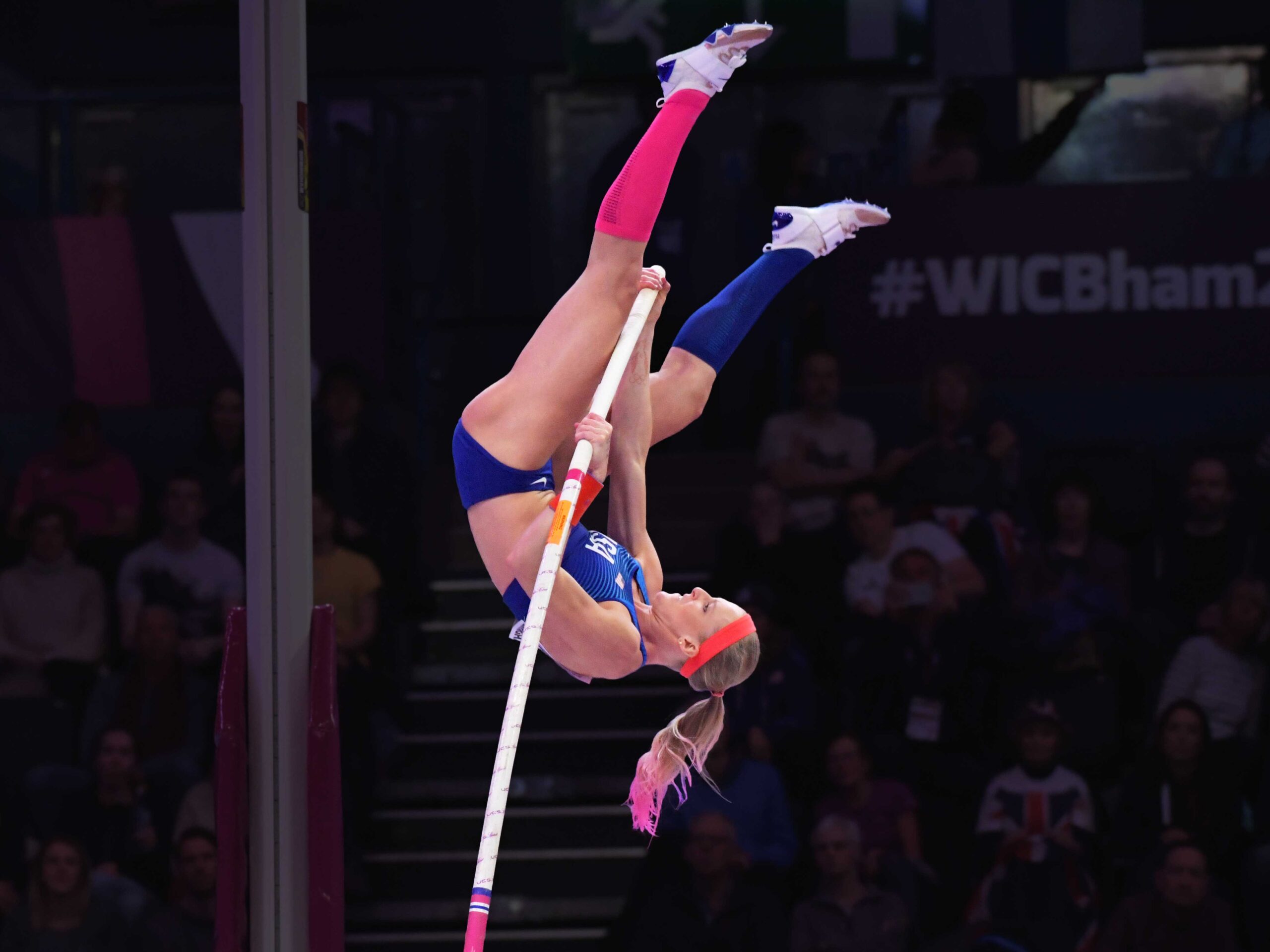 American Record Holder, Pole Vaulting with UCS Spirit Poles at the 2018 IAAF World Championships Indoors.